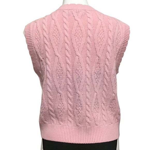 Cloud Season Pink Knit Pearl Embellished Sleeveless Sweater Vest Size Small - Picture 2 of 10